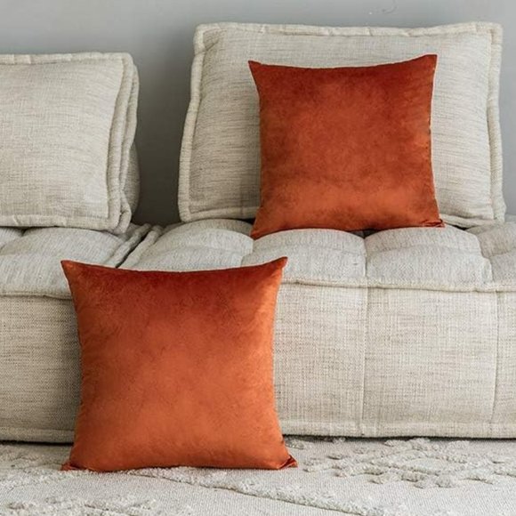 Set of 2 Clay Terracotta Soft Velvet New Pillow Covers 18" Square Zipper New - Picture 10 of 10